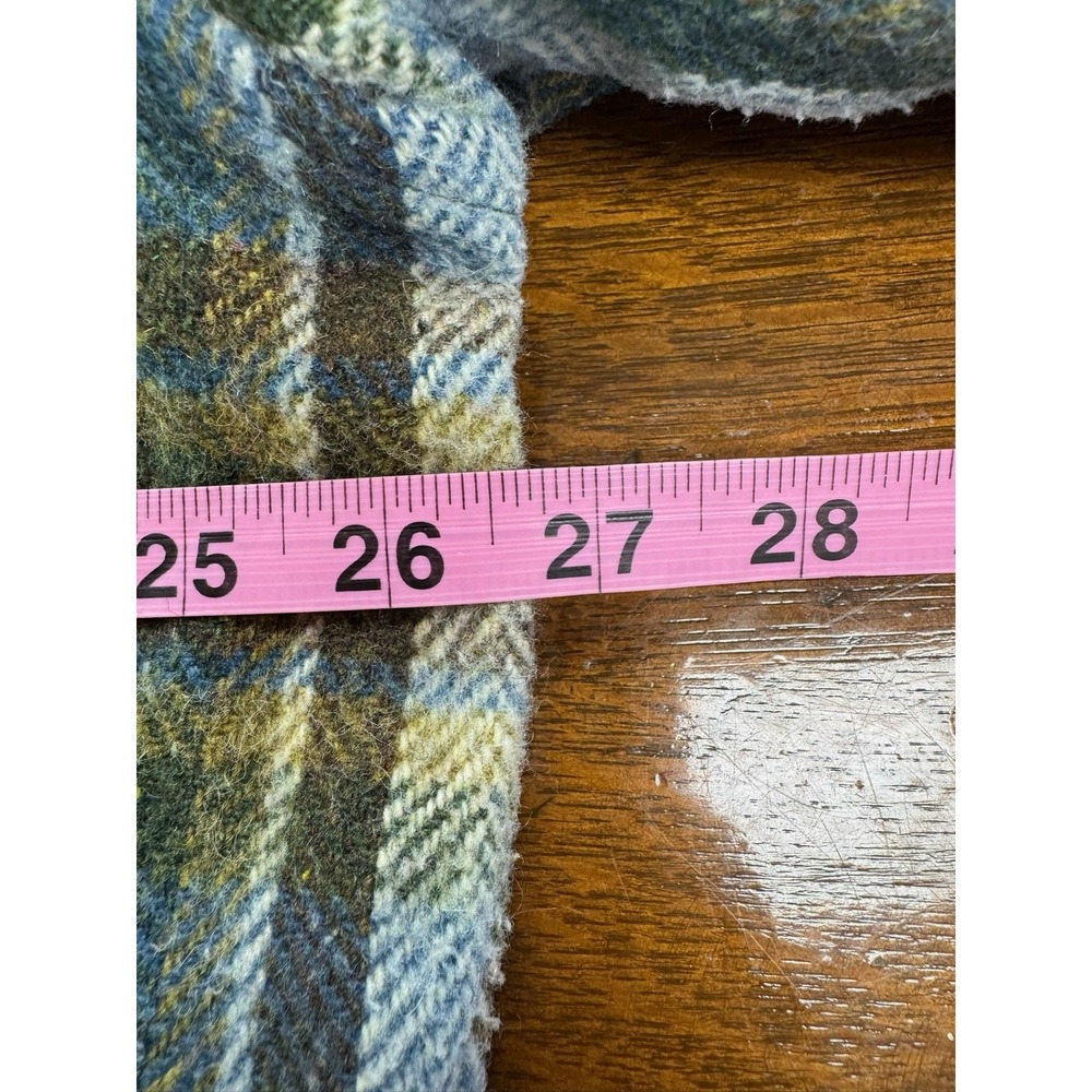 Vintage Kmart Shirt Jacket Mens XL Green Gray Plaid Sherpa Lined Button Up 70s - Picture 4 of 6